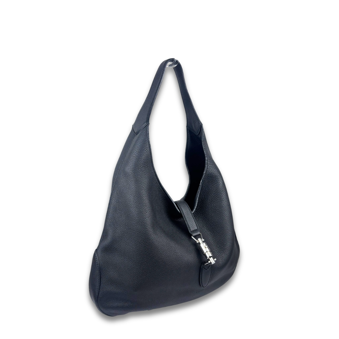Gucci Black Soft Grained Calfskin Large Jackie Hobo