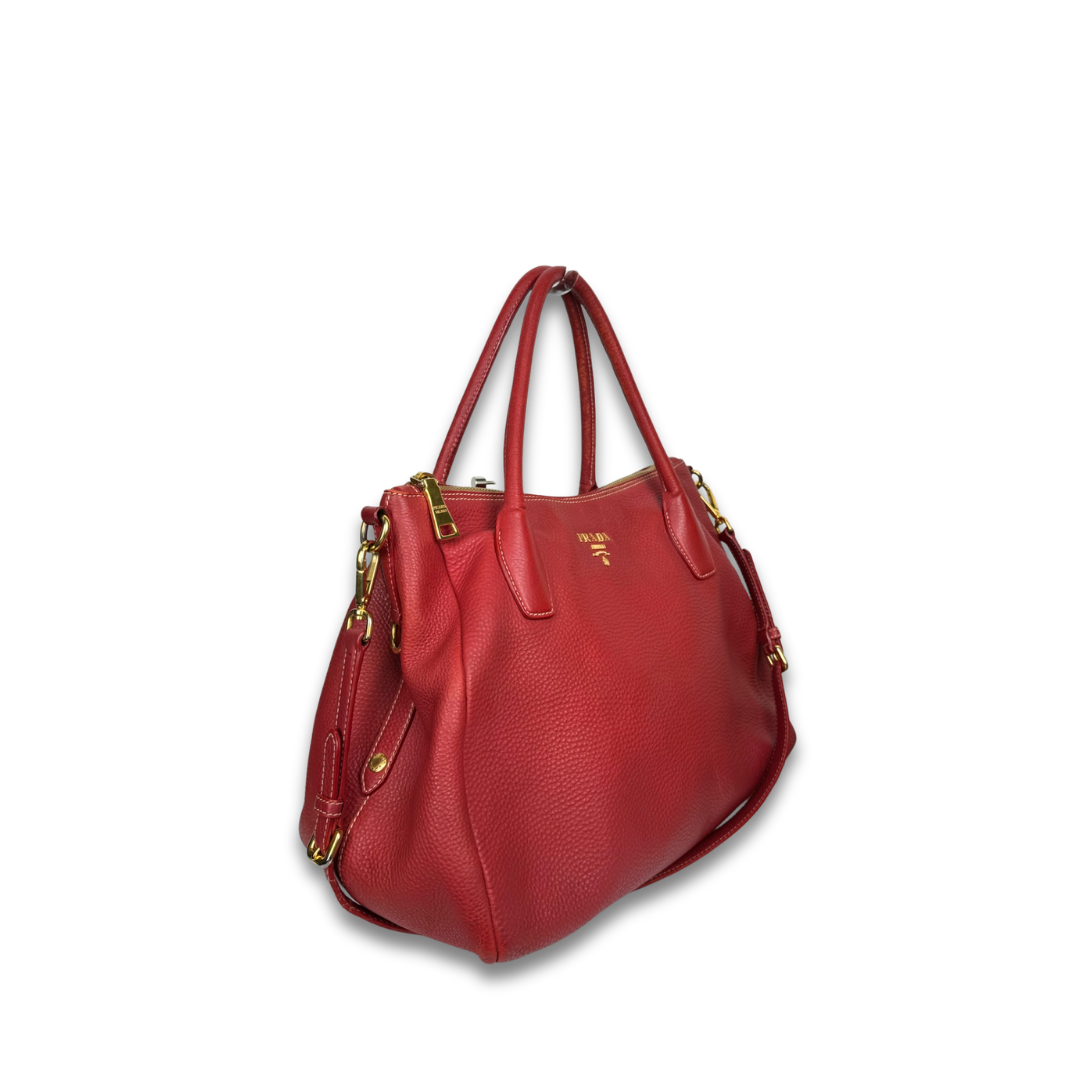 Prada Red Manici Convertable Tote