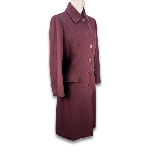 Burberry Burgundy Wool Georgia Coat - Size 6