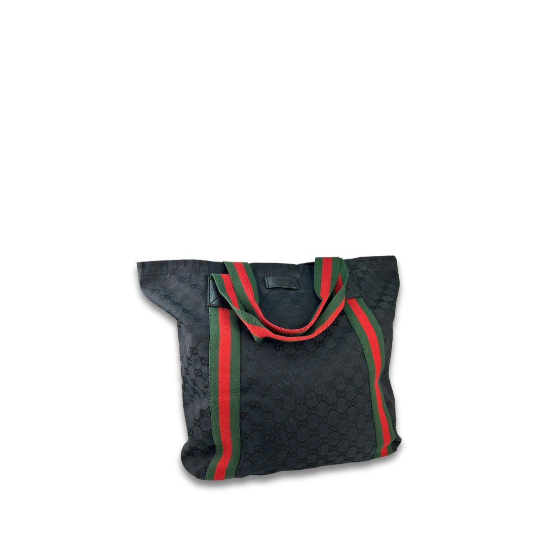 Gucci Black Canvas Web Tote