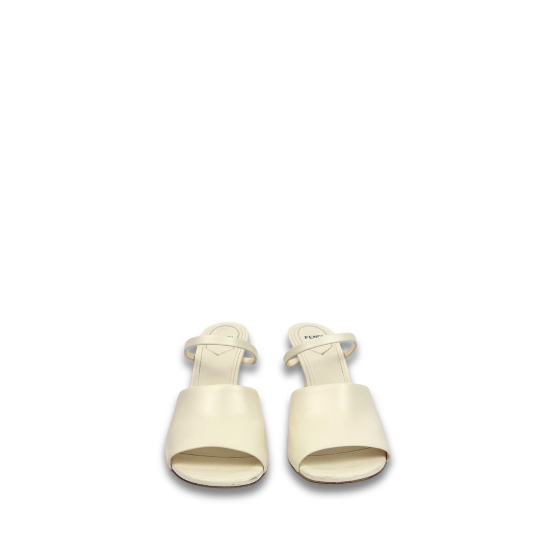 Fendi First Ecru Leather Heels - Size 40