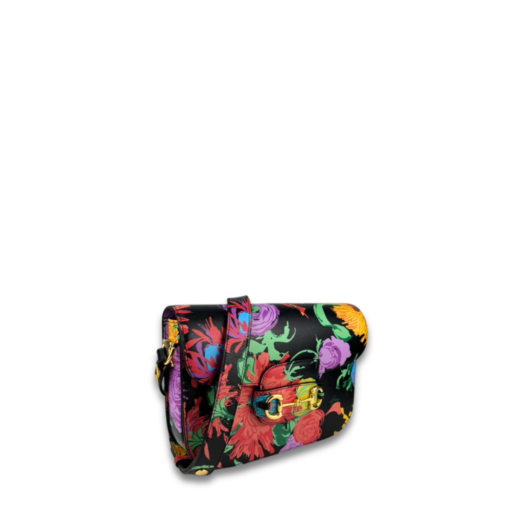 Gucci x Ken Scott Floral Horsebit 1955 Shoulder Bag