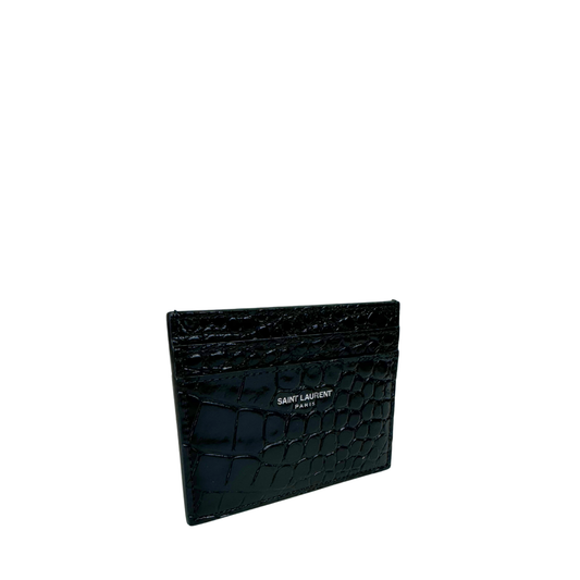 YSL Croc Embossed Shiny Paris Card Case