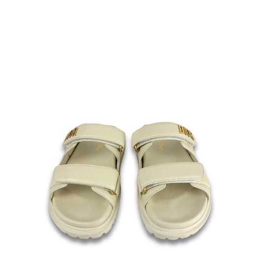 Dior White Lambskin Dioract Slides - Size 37.5