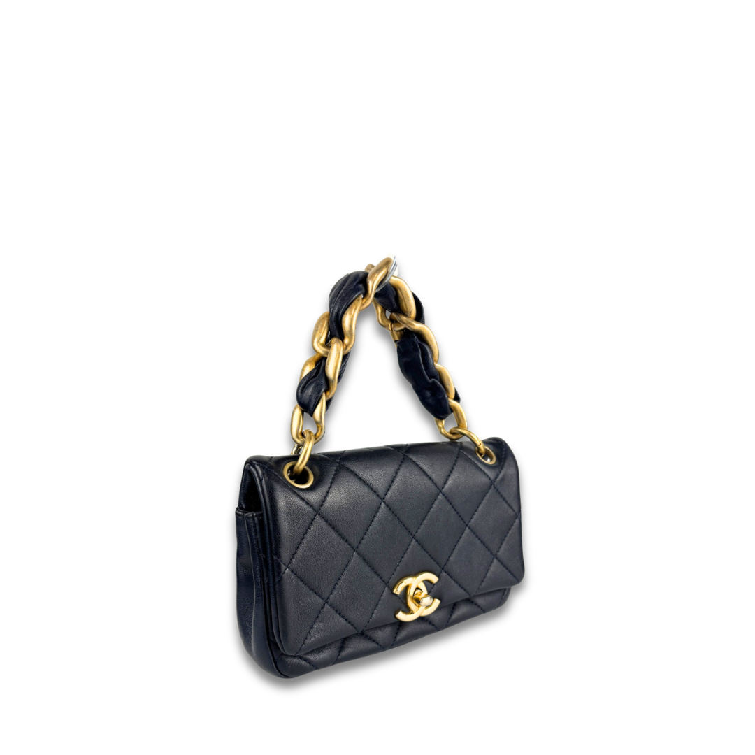 Chanel Navy Lambskin Chain Is More Small Flap