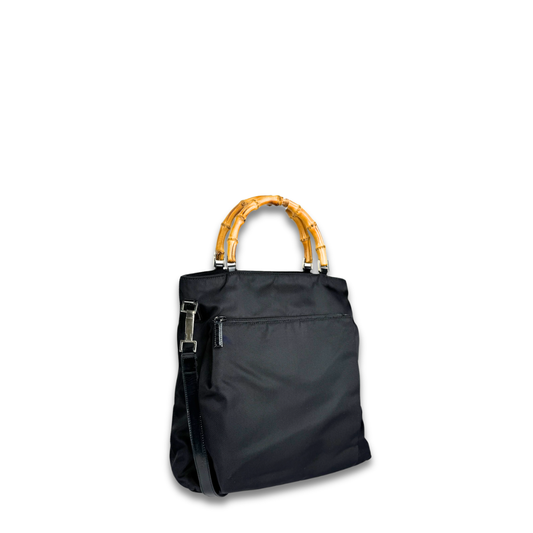 Gucci Nylon Bamboo Two Way Handbag