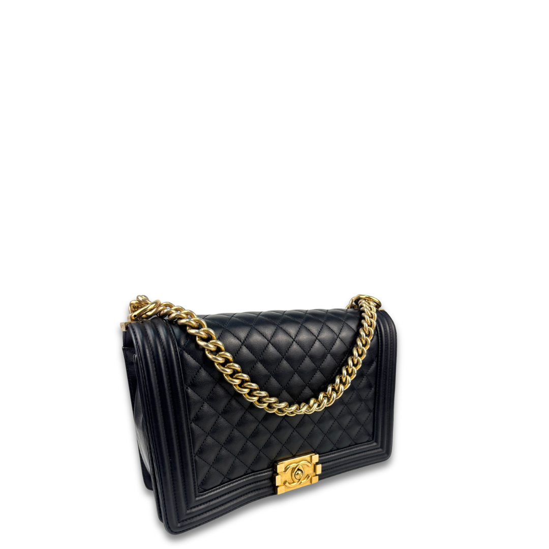 Chanel Black Calfskin Large Boy Bag