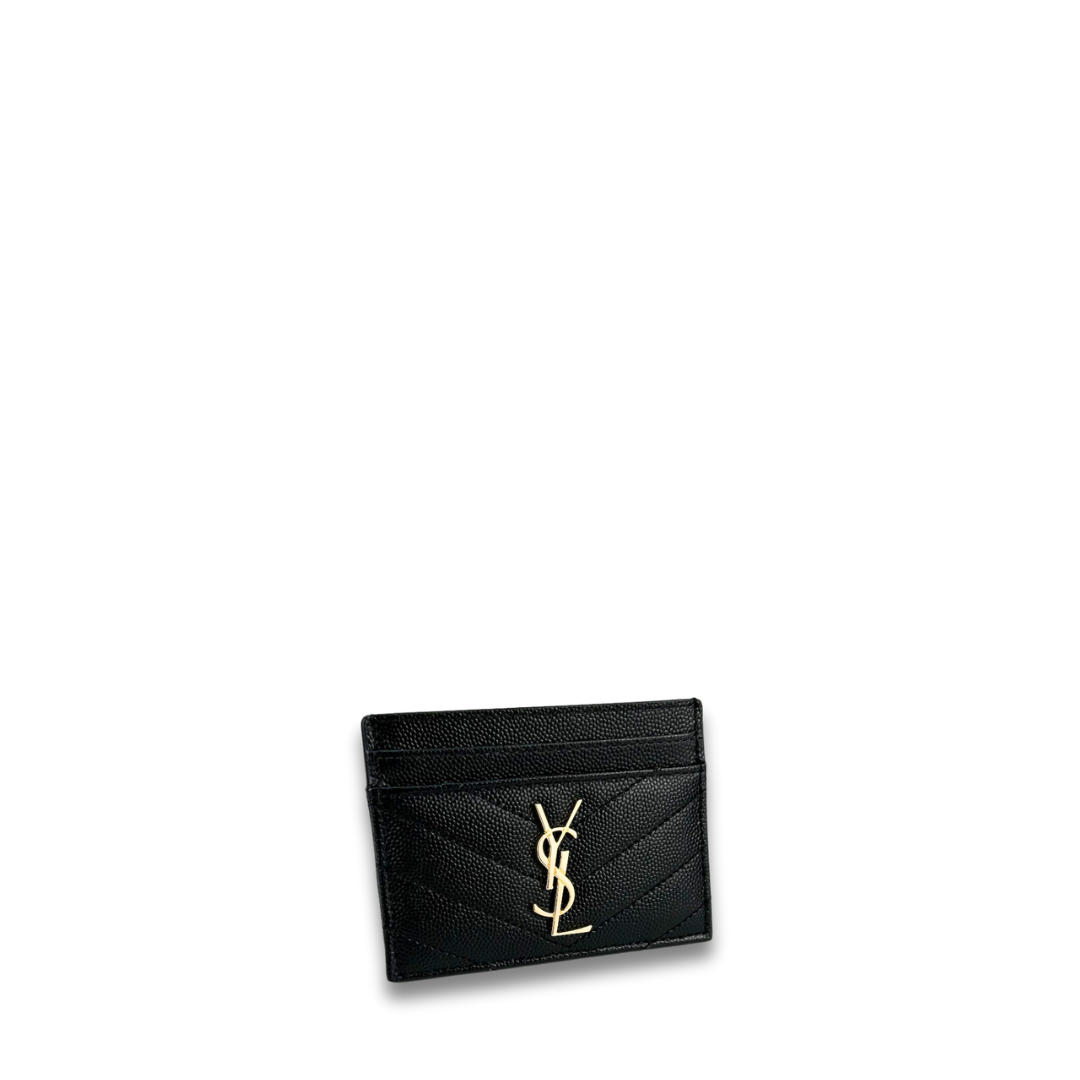 YSL Black Cassandre Grain de Poudre Leather Card Case