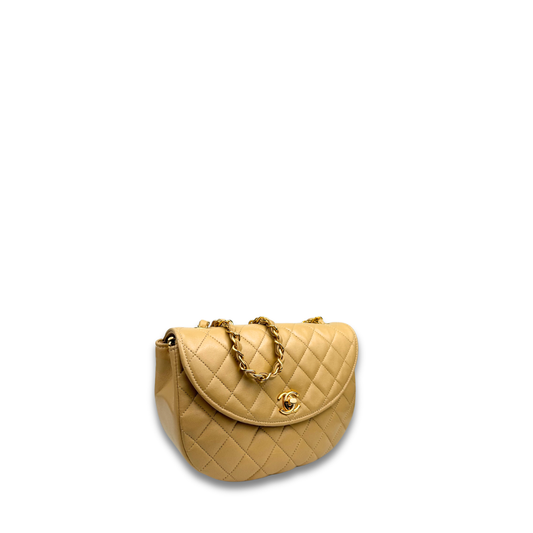 Chanel Beige Halfmoon Single Flap