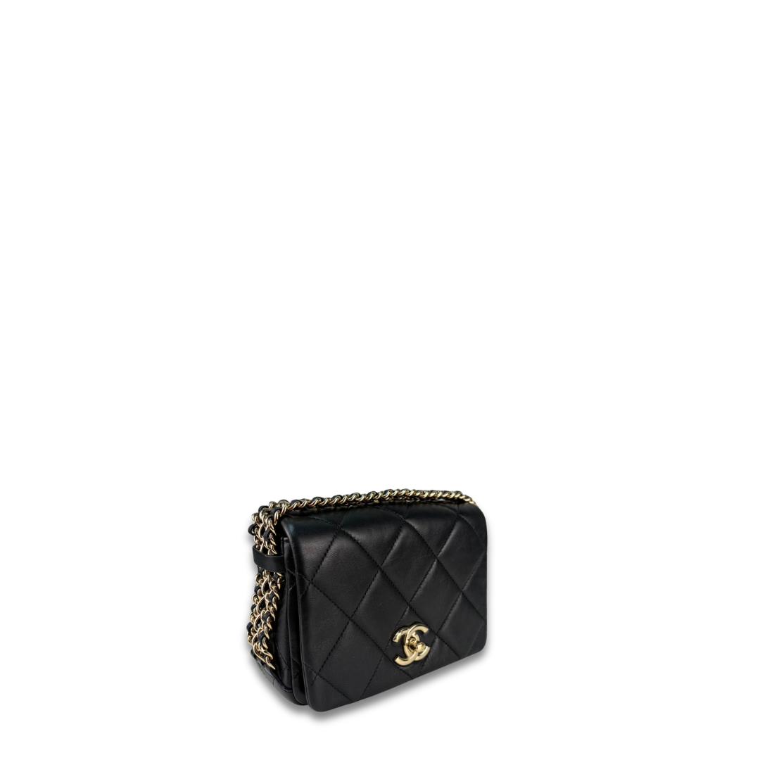Chanel Quilted Chain Rows Mini Flap Bag