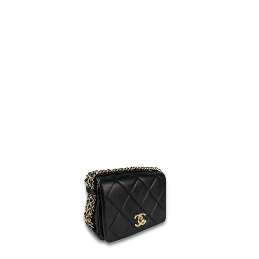 Chanel Quilted Chain Rows Mini Flap Bag