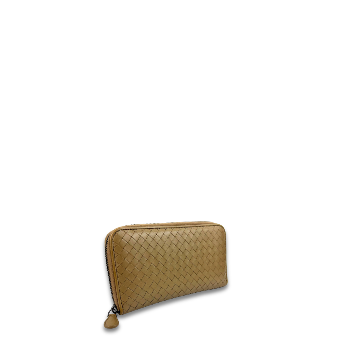 Bottega Taupe Zip Around Wallet