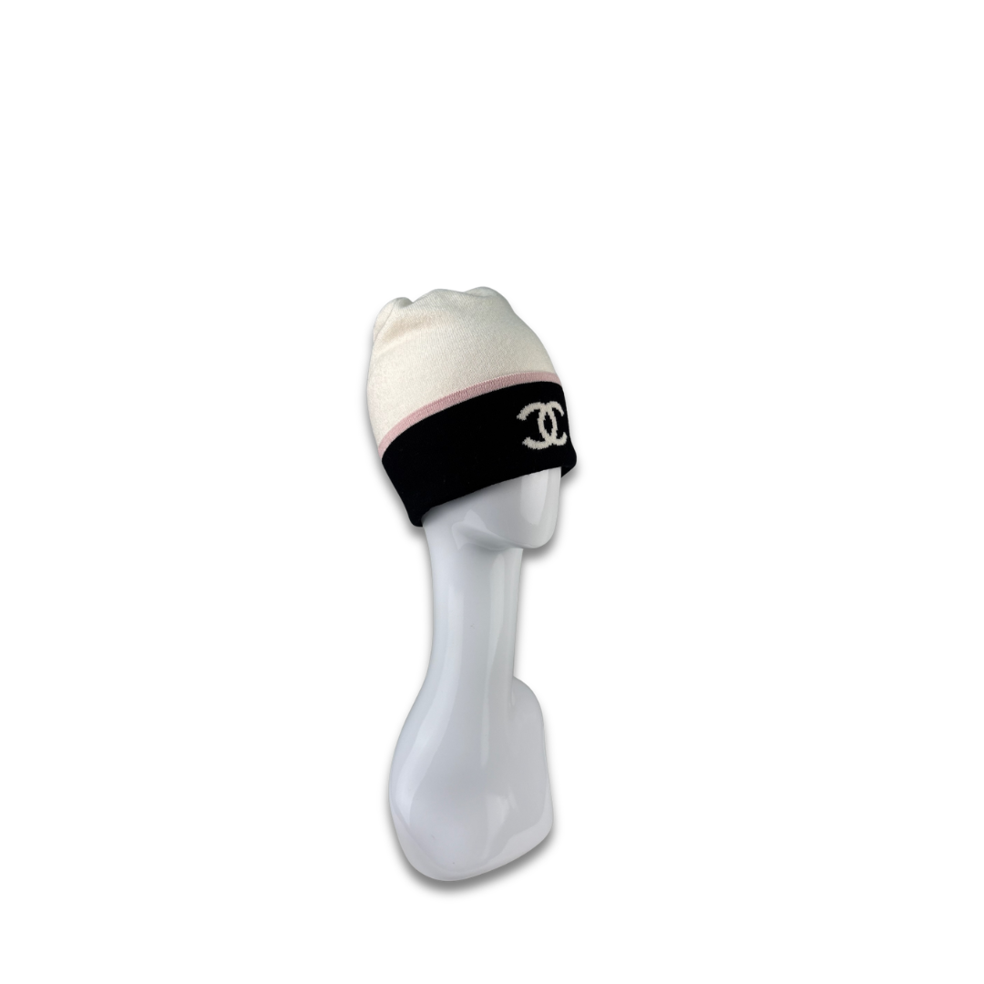 Chanel White CC Sport Beanie