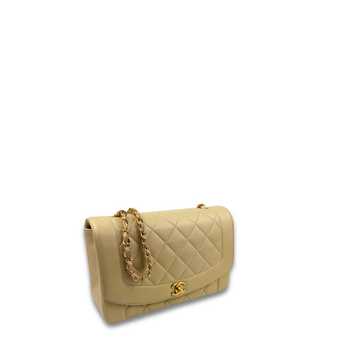 Chanel Medium Lambskin Beige Diana Single Flap