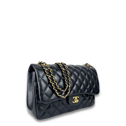 Chanel Black Lambskin Classic Jumbo Double Flap