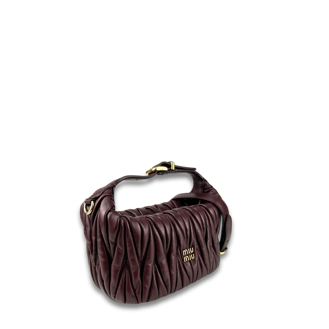 Miu Miu Burgundy Matelassé Nappa Pouch
