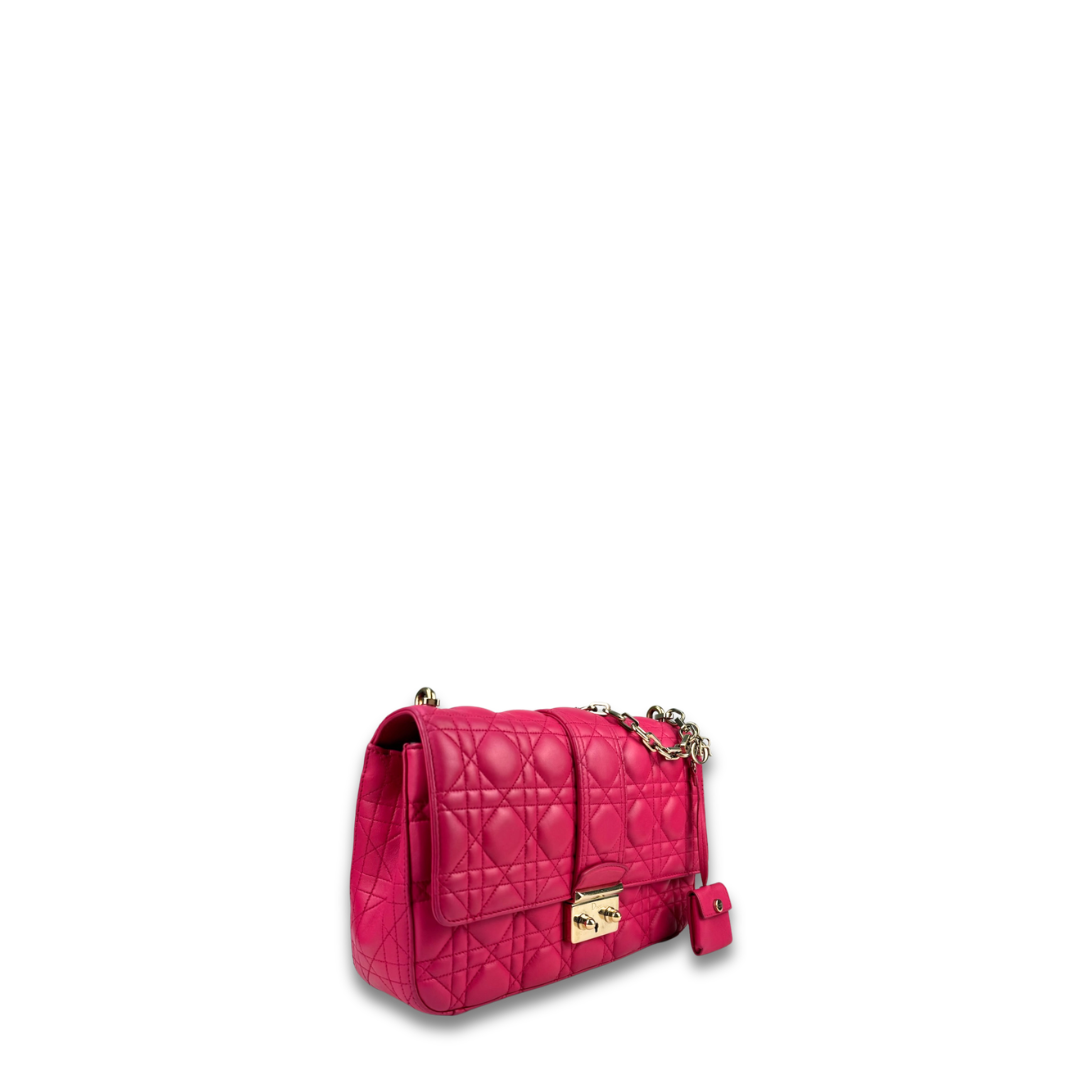 Dior Pink Lambskin Cannage Large Miss Dior Flap