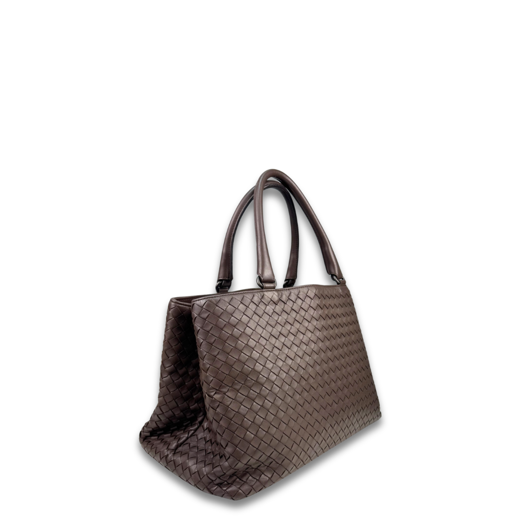 Bottega Veneta Taupe Intrecciato Shopping Tote