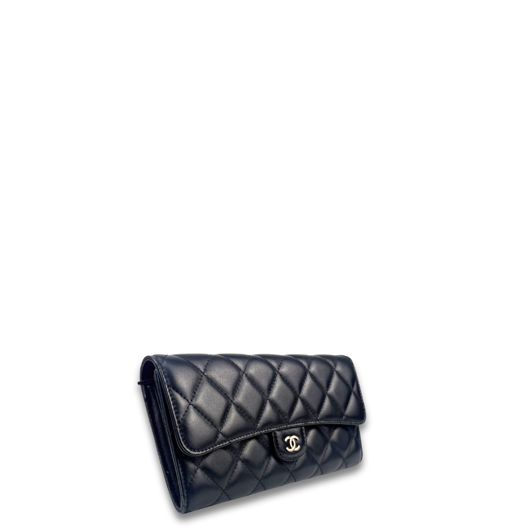 Chanel Black Lambskin Classic Flap Wallet