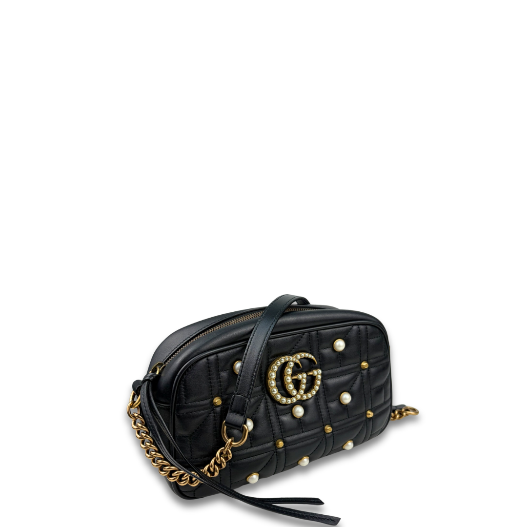 Gucci Pearl Black Marmont Camera Bag