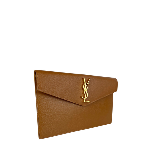YSL Tan Uptown Clutch