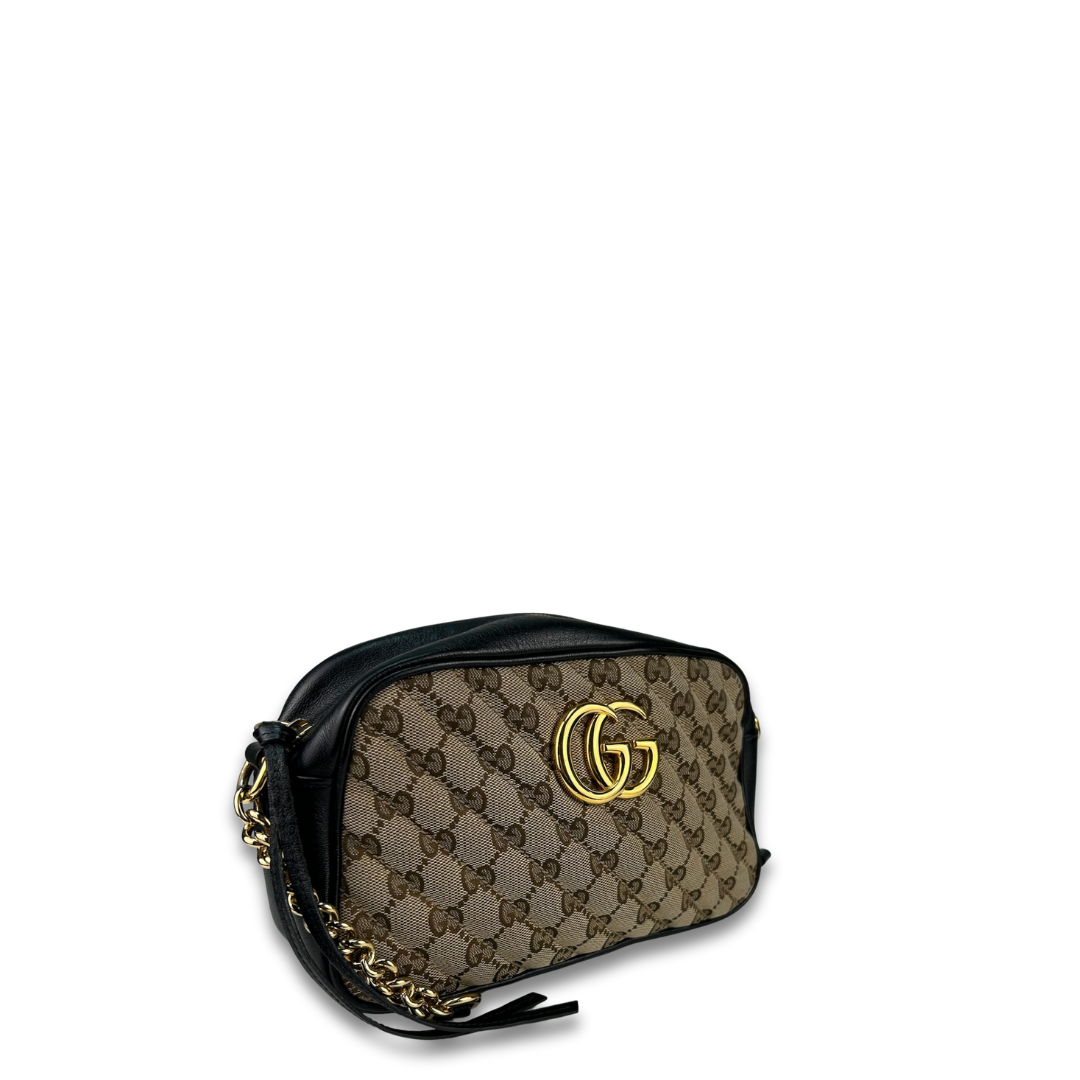 Gucci Black GG Canvas Marmont Small Camera Bag