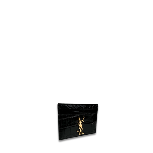 YSL Cassandre Croc Embossed Leather Card Case