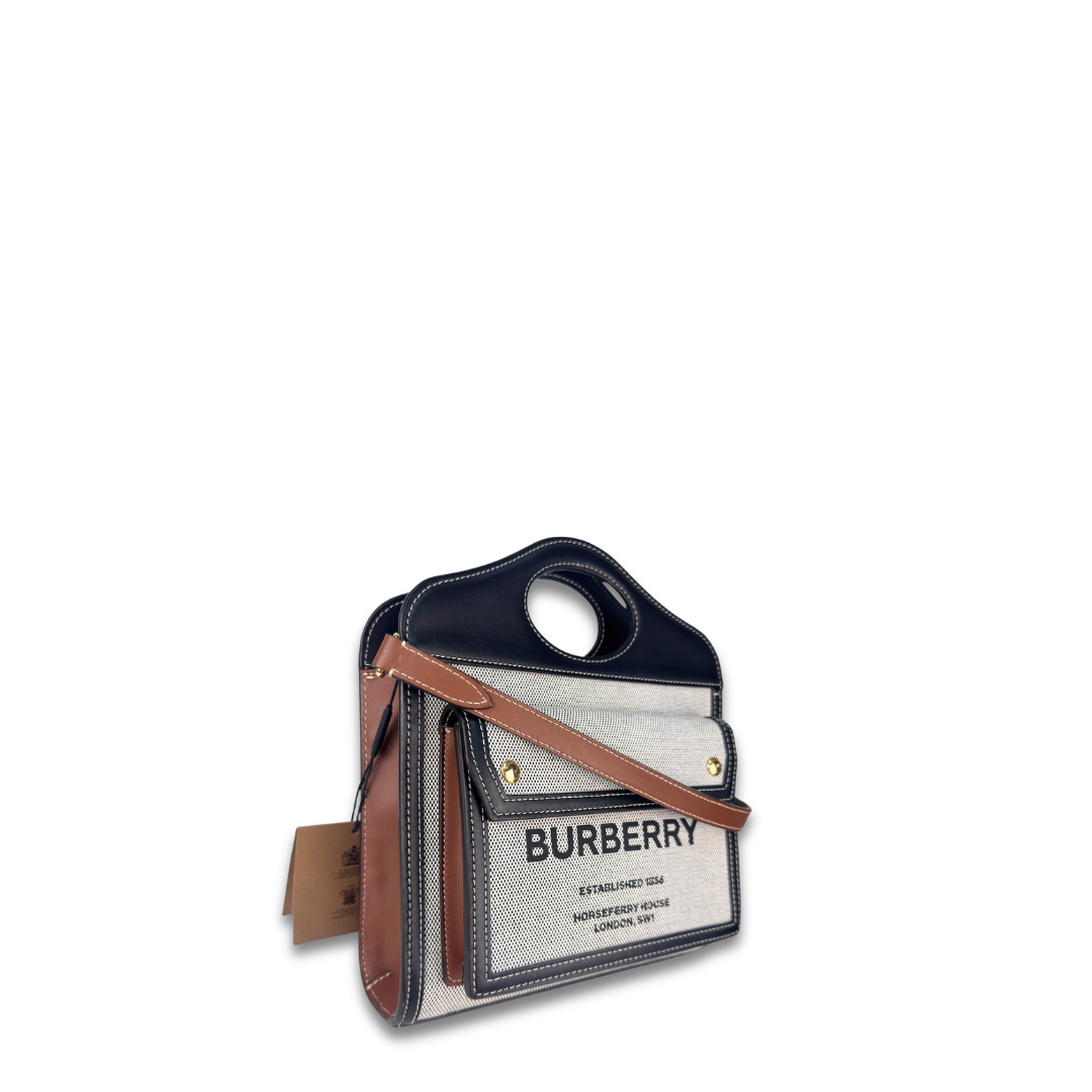Burberry Pocket Mini Canvas Top Handle