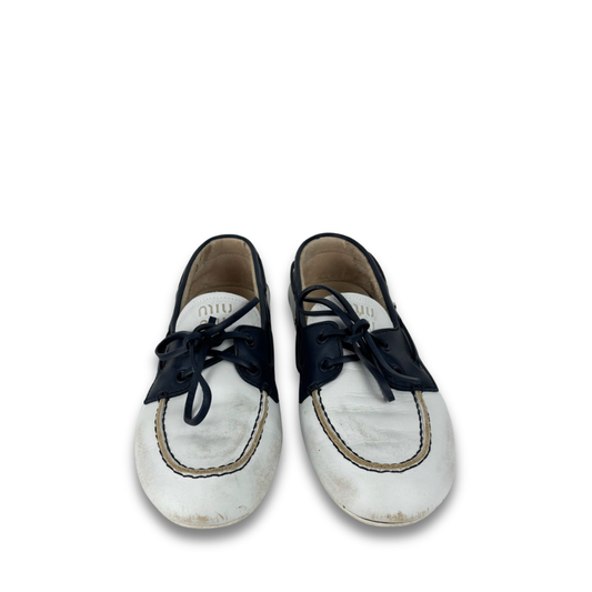 Miu Miu White Leather Deck Shoes - Size 36.5
