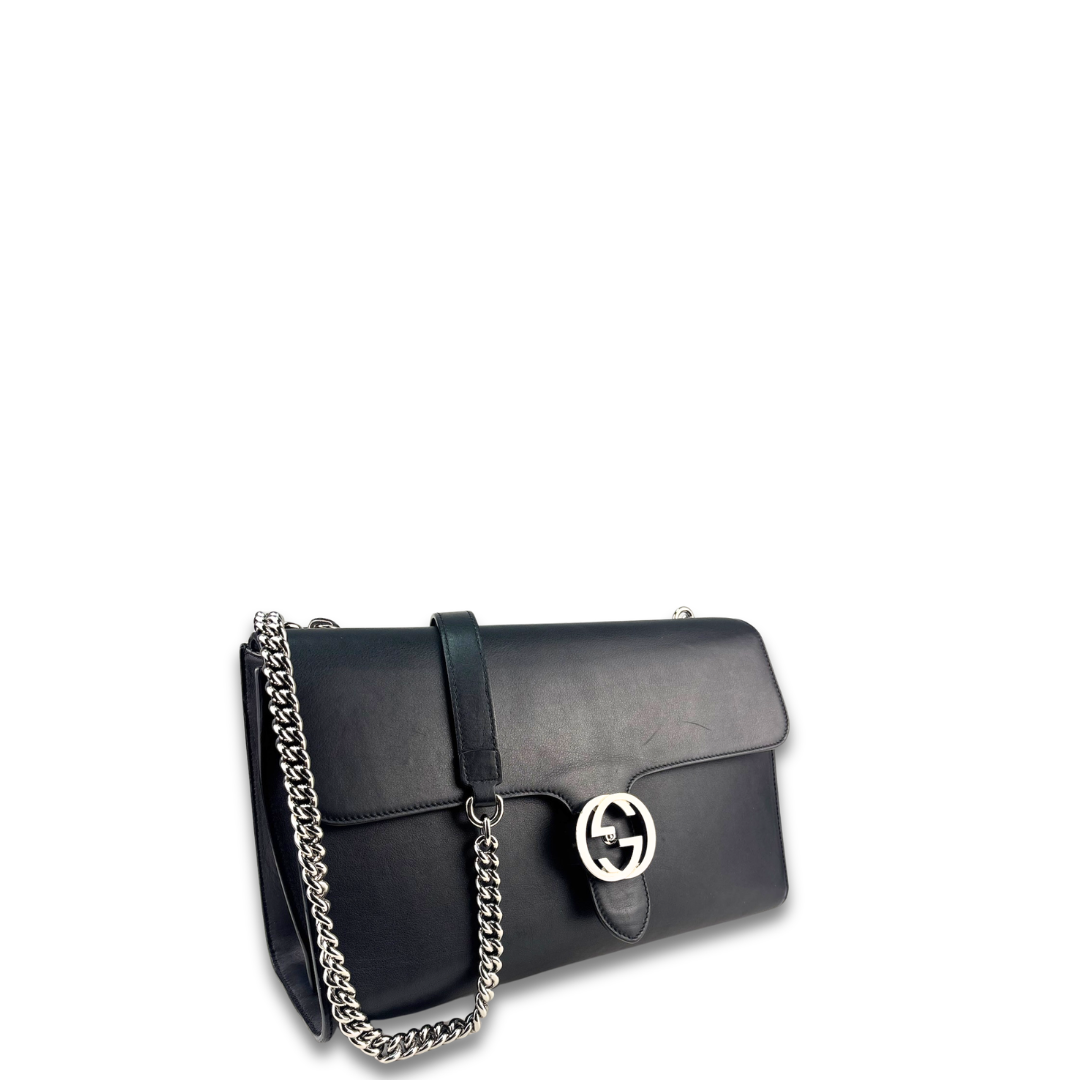 Gucci Black Interlocking G Medium Shoulder Bag