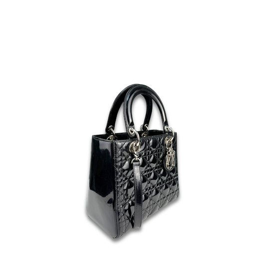 Dior Black Patent Medium Lady Dior