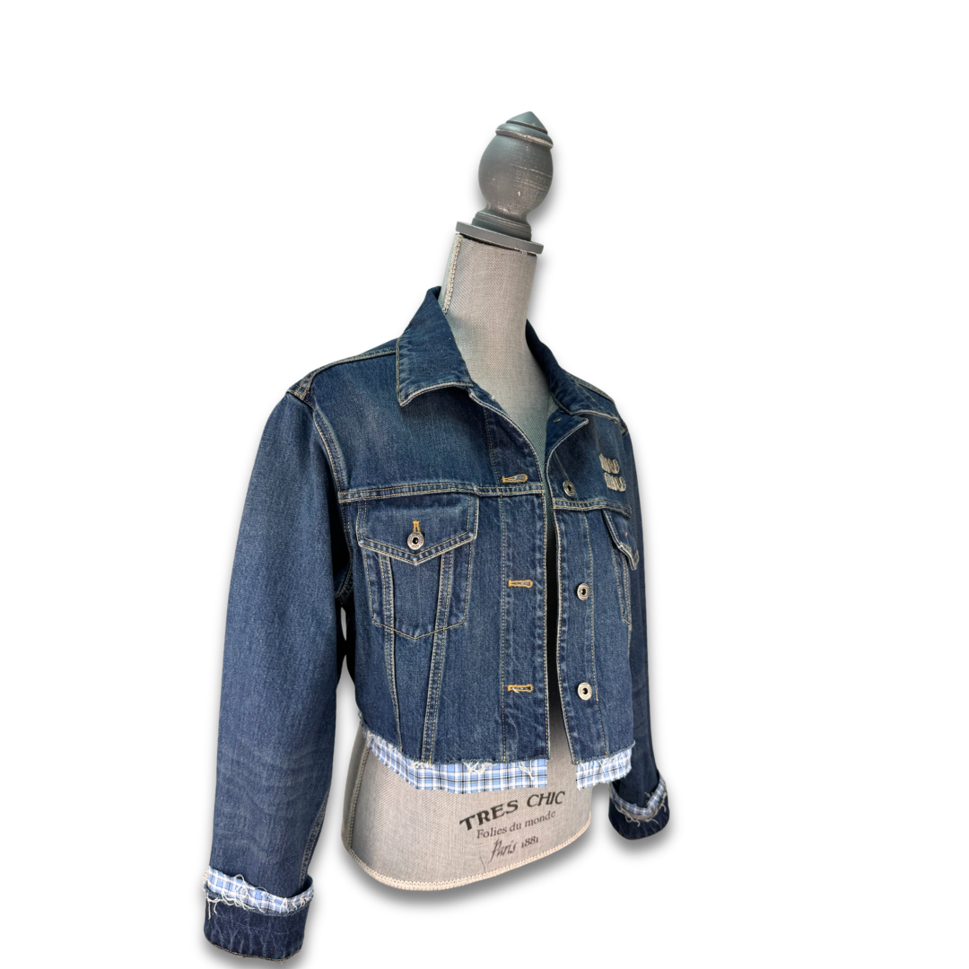 Miu Miu Cropped Denim Trucker Jacket - Size 36