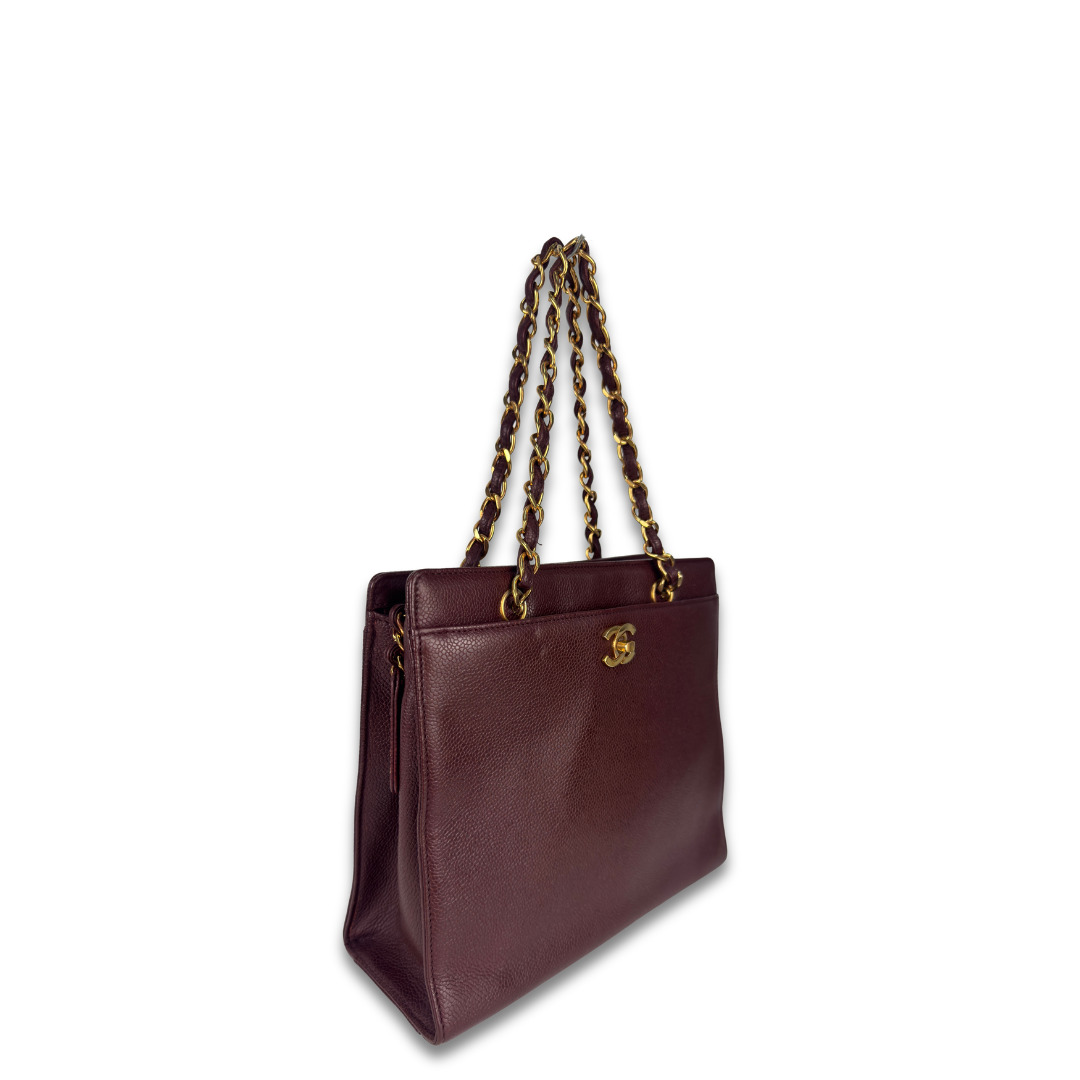 Chanel Vintage Burgundy Caviar Tote