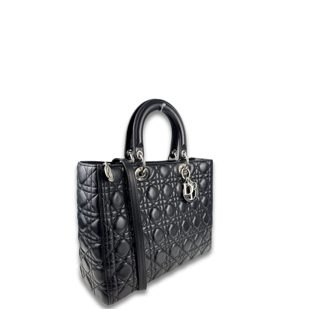 Dior Black Lambskin Large Lady Dior
