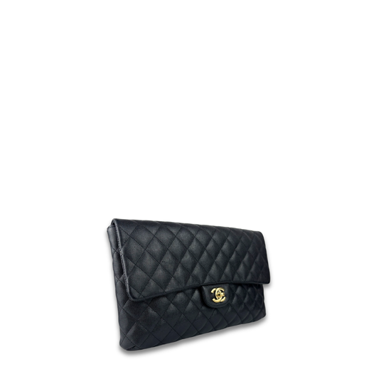 Chanel Black Caviar Classic Flap Clutch