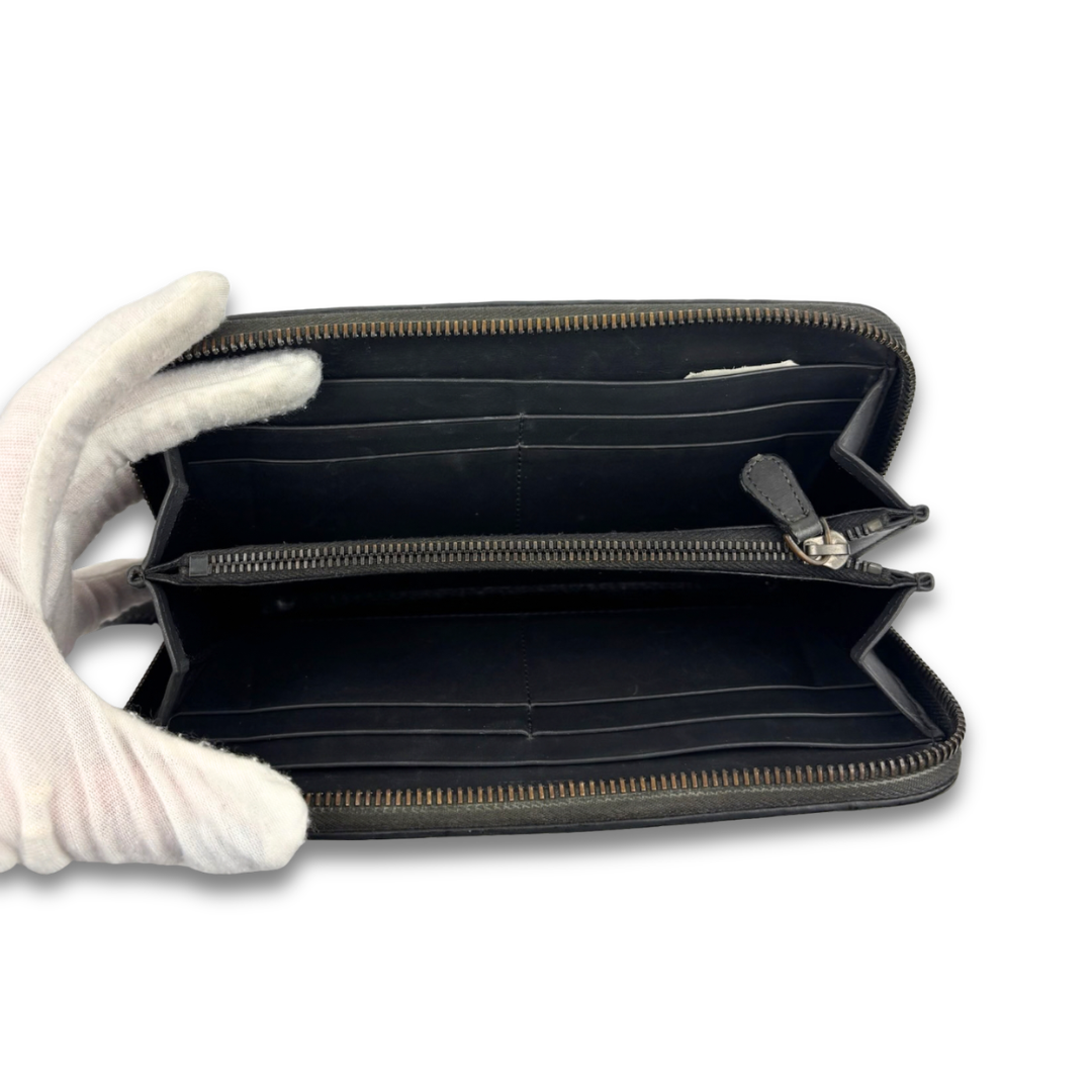 Bottega Veneta Intrecciato Grey Zip Around Wallet