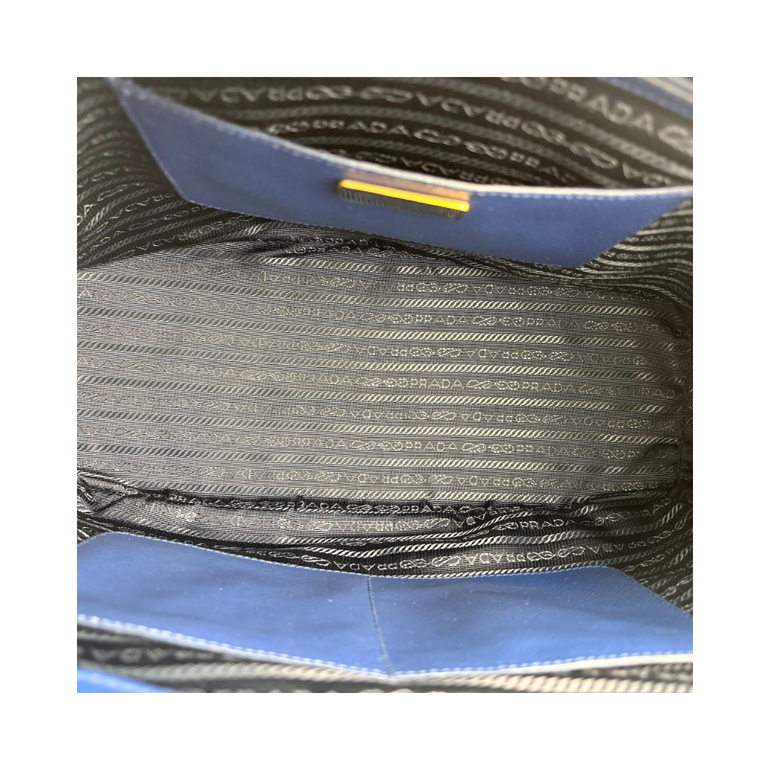 Prada Blue Medium Double Zip Galleria