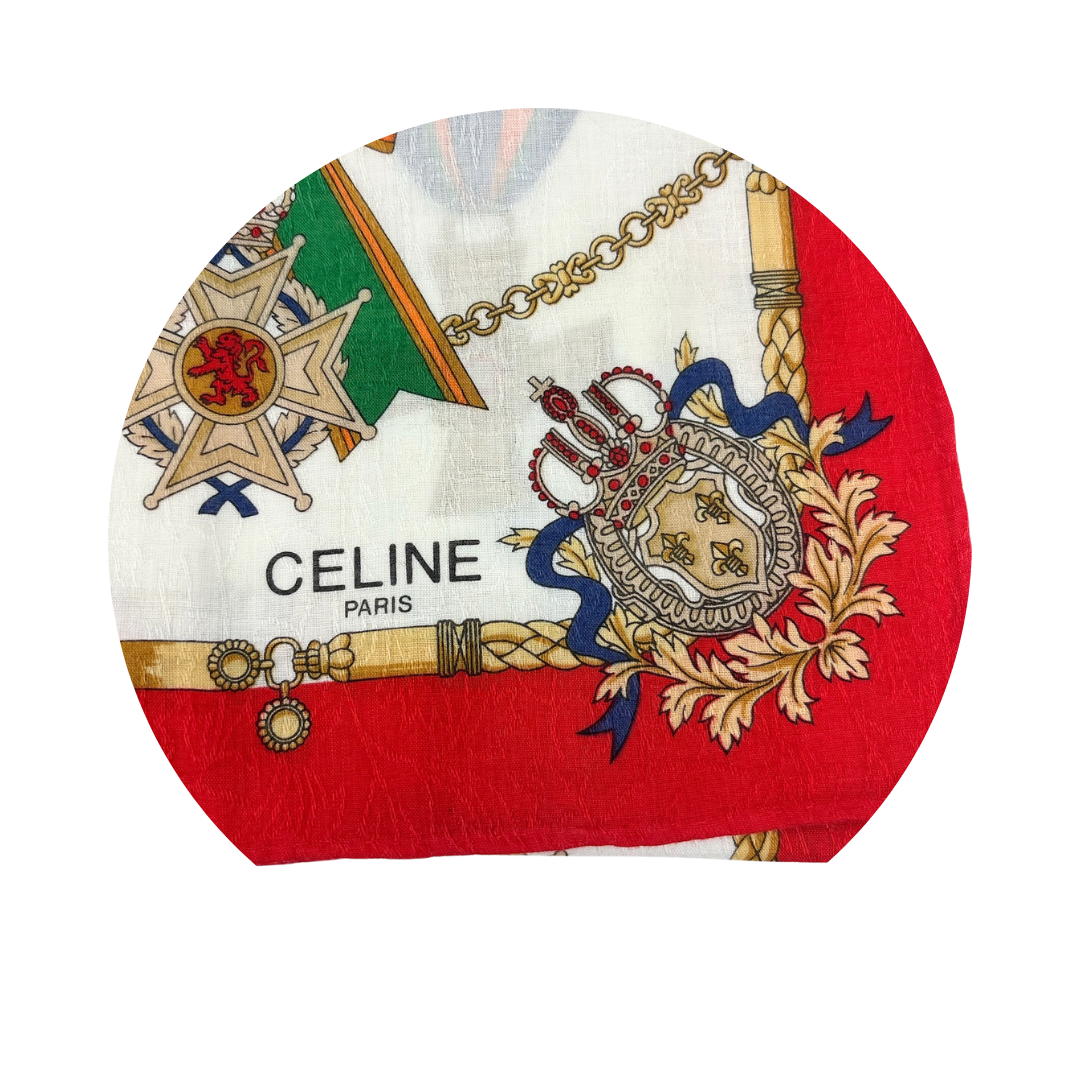 Celine Red Trim Chain Cotton Handkerchief