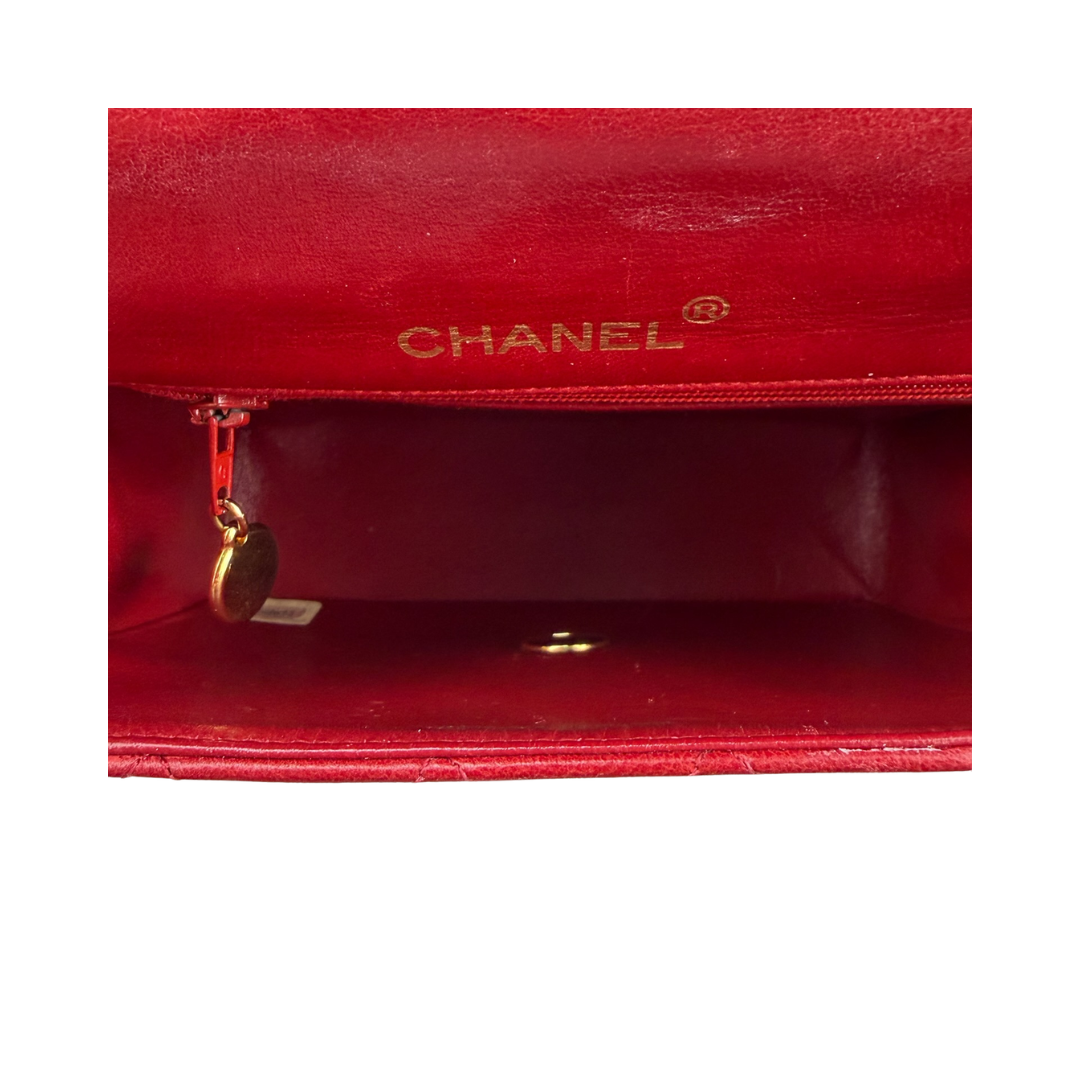Chanel Classic Red Lambskin Square Mini