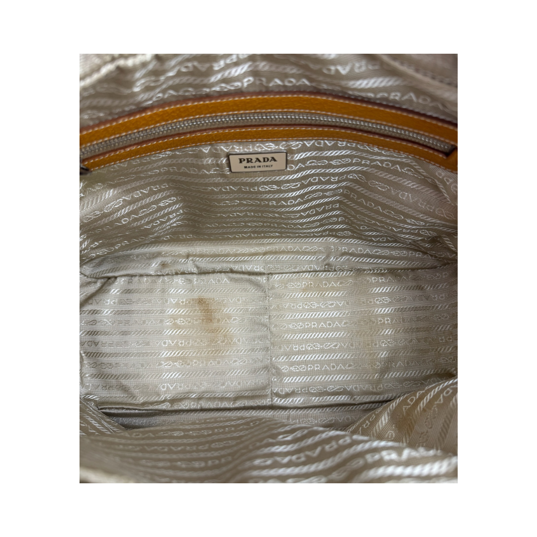 Prada Beige Canvas Bowler Bag