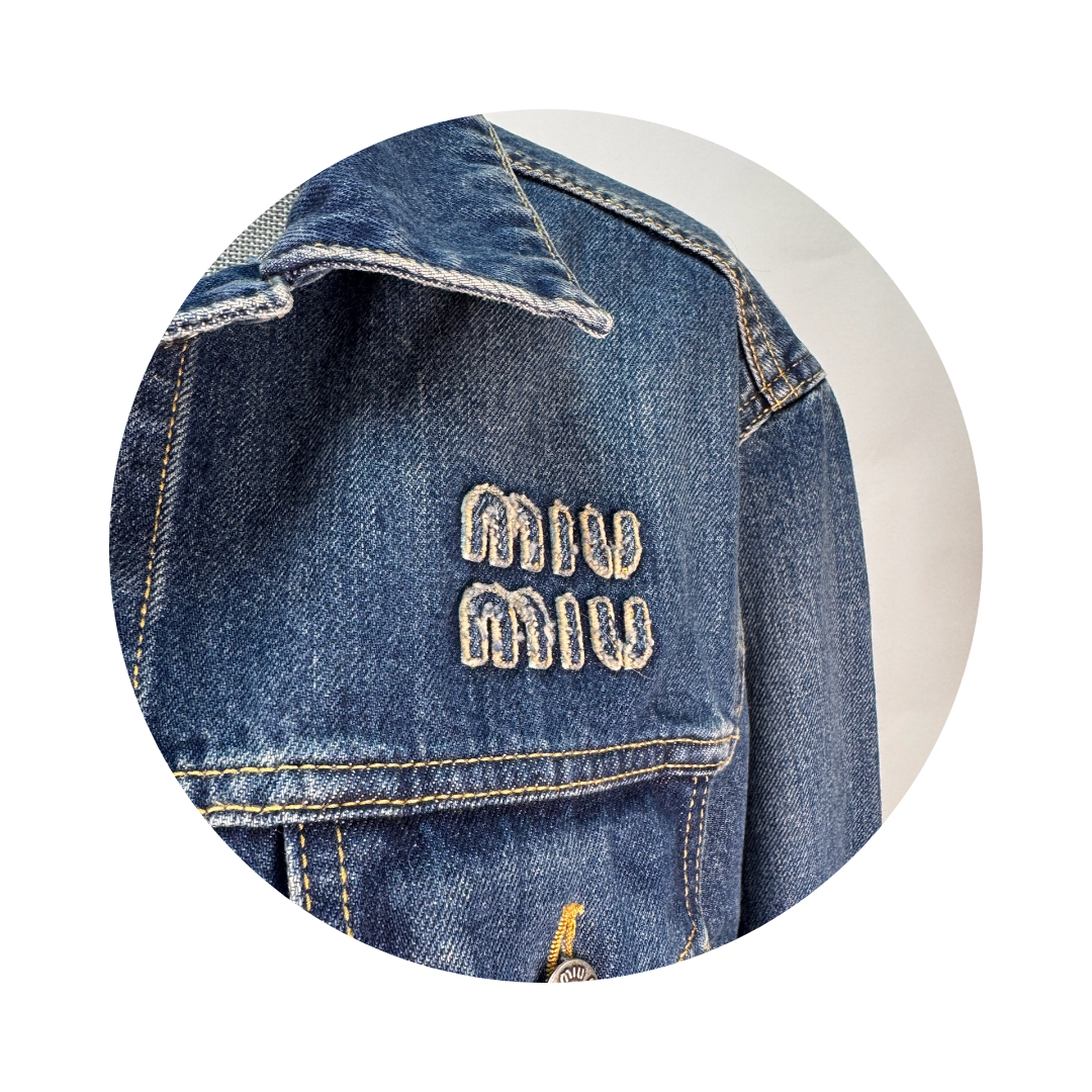 Miu Miu Cropped Denim Trucker Jacket - Size 36