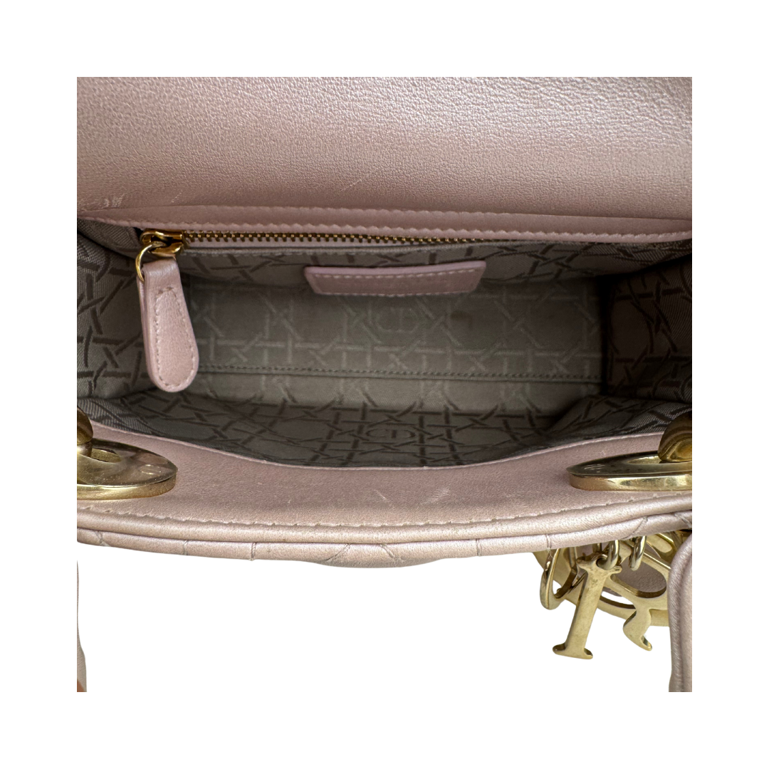 Dior Metallic Rose Gold Mini Lady Dior