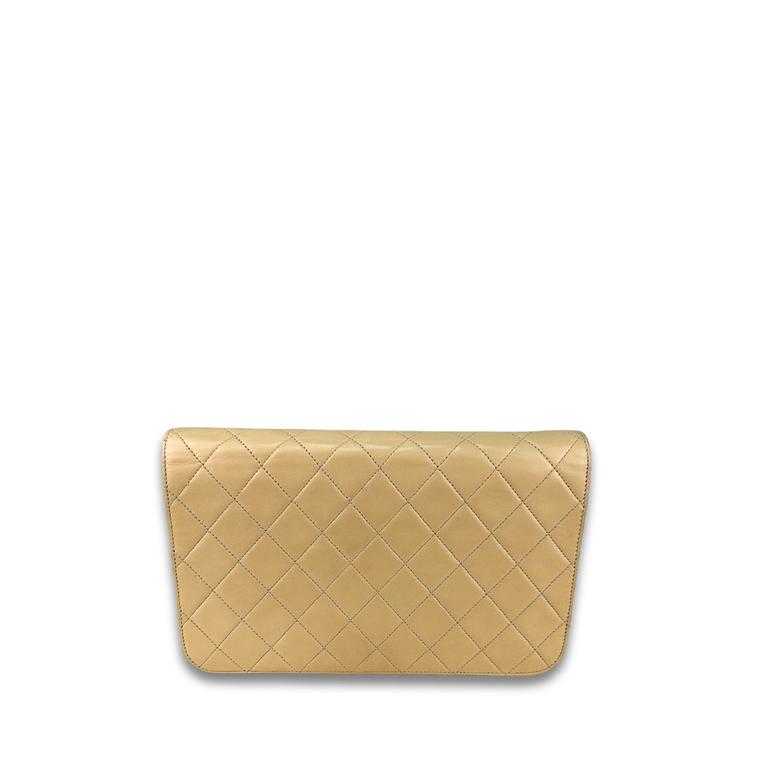 Chanel Beige Full Flap Pushlock Shoulder Bag
