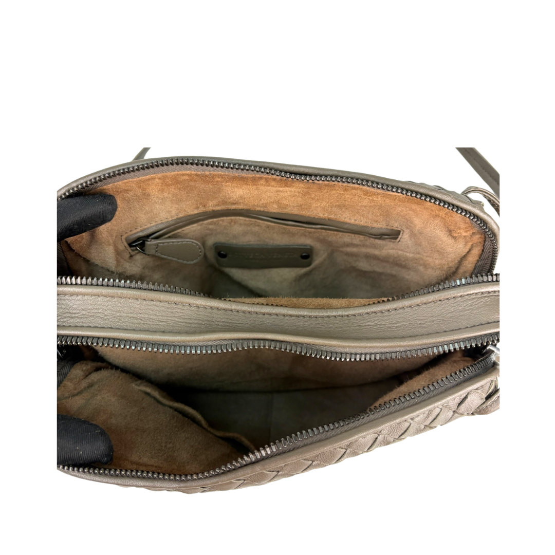 Bottega Veneta Taupe Double Zip Nodini Crossbody