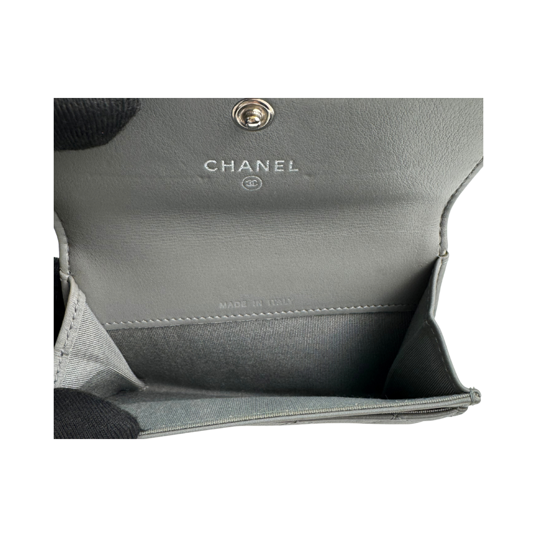 Chanel Grey Lambskin Boy Compact Wallet