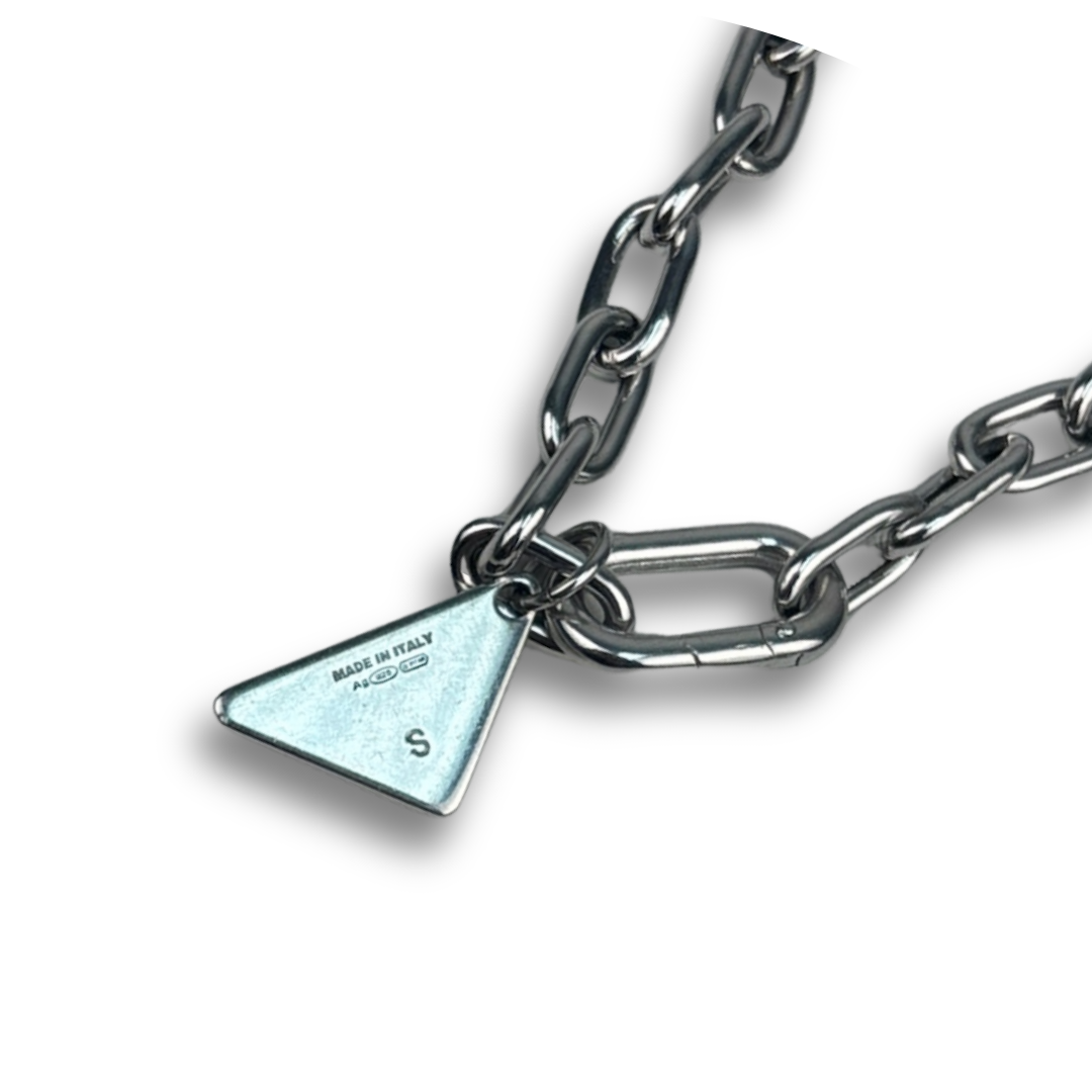 Prada Enamel Logo Charm Link Bracelet