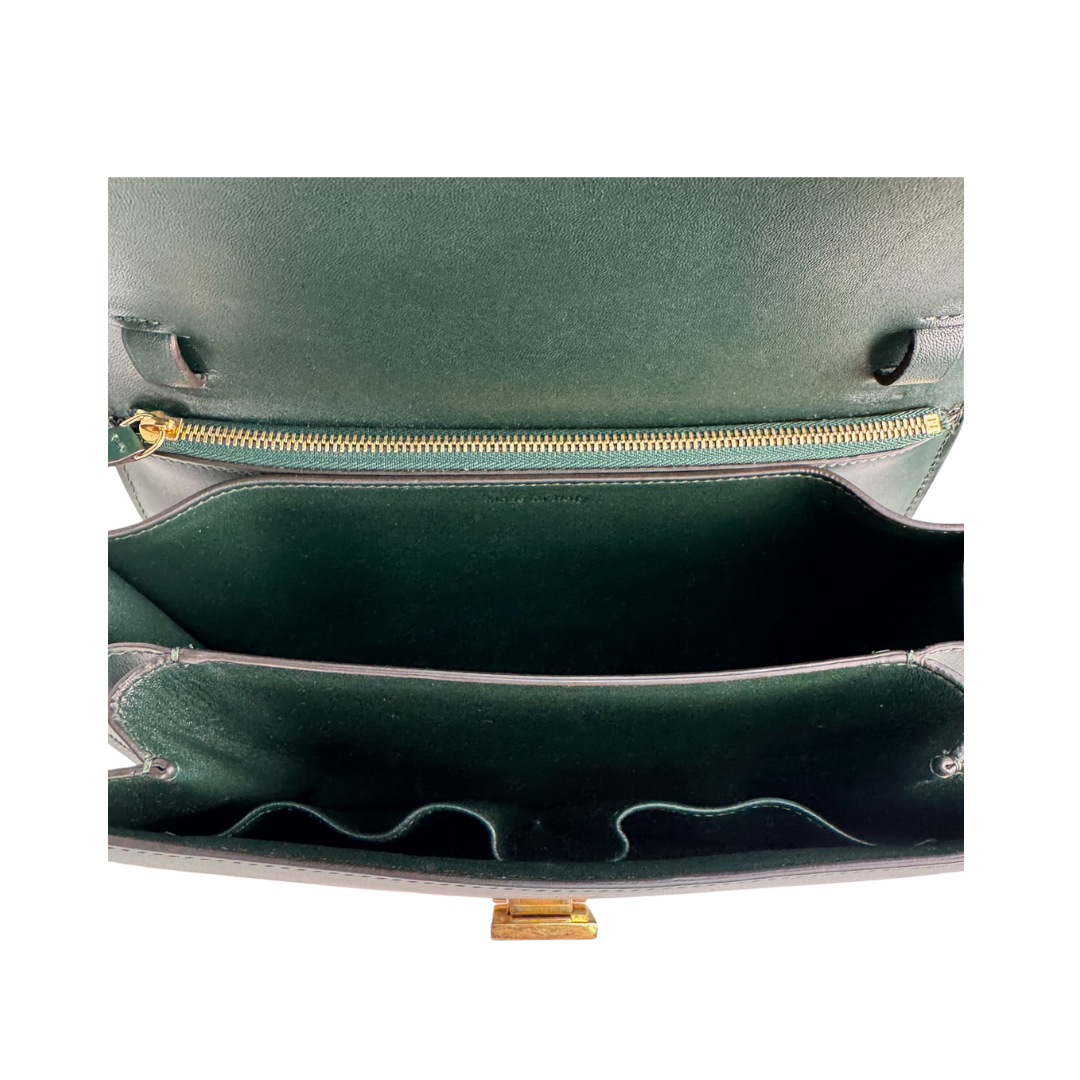 Celine Dark Green Small Calfskin Box Bag