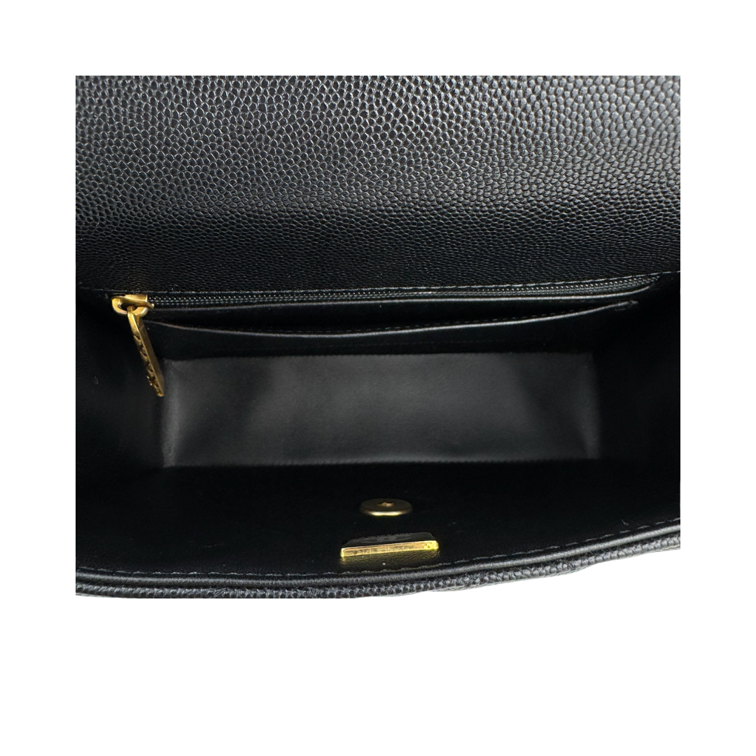 Chanel Black Caviar Top Handle Flap Bag