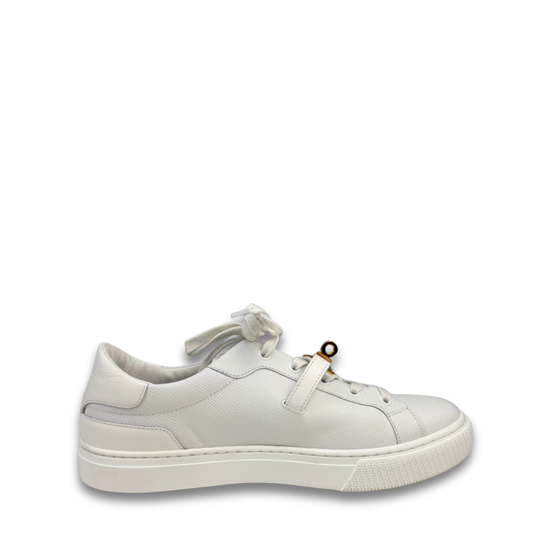 Hermès White Calfskin Day Sneakers- Size 41