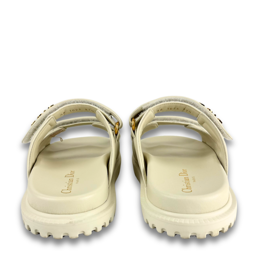 Dior White Lambskin Dioract Slides - Size 37.5